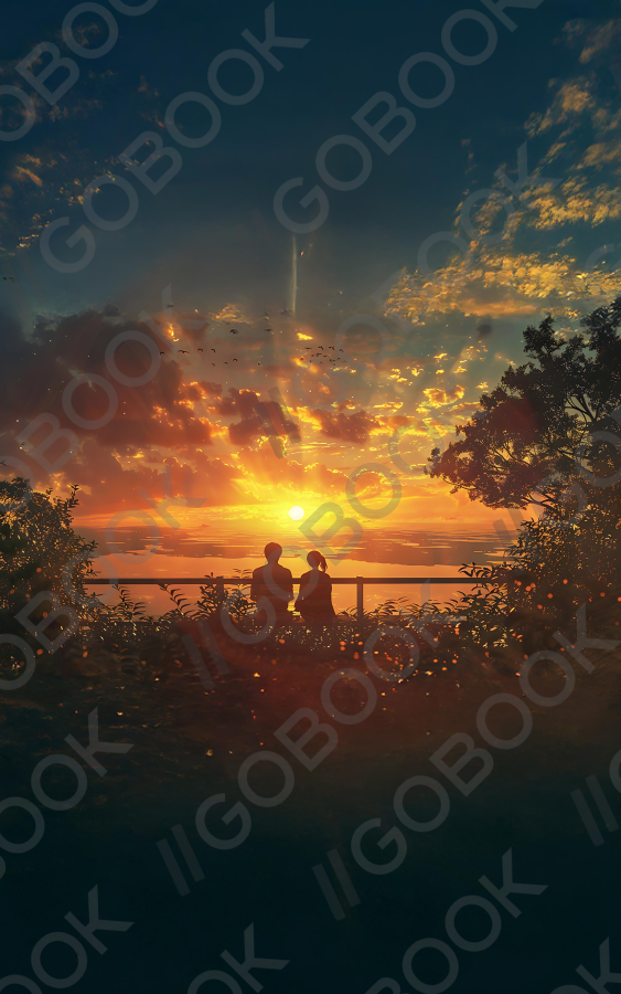 夕陽愛侶剪影