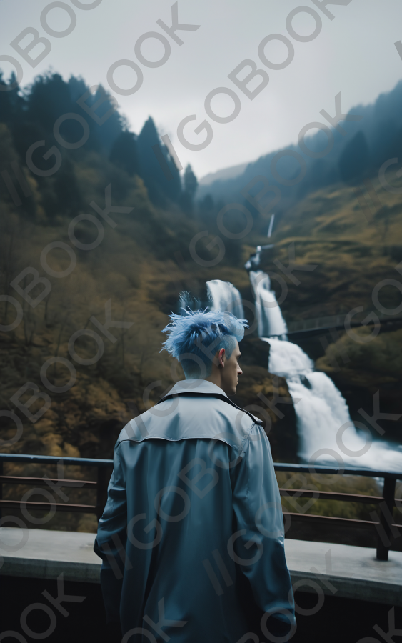 霧氣瀰漫的瀑布倒影